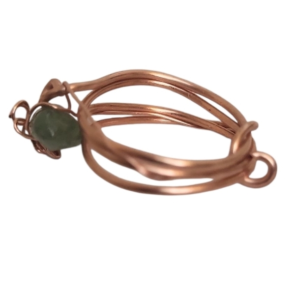 Handmade Copper Wire Wrapped Green Aventurine Ring - Picture 2 of 6